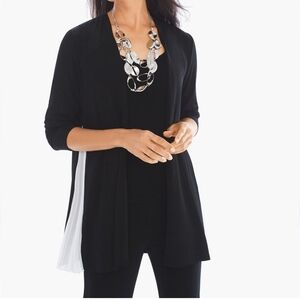 J. Jill 1X Linen Black Colorblock Side Panel Boxy Top